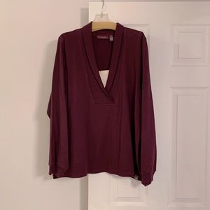 Gloria Vanderbilt wine colored knit top with cream insert. Size 2x. Like new.